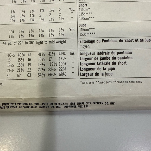 Simplicity Sewing Pattern 8506 Miss Pants, Shorts‎ & Skirt Size 16 VTG '88 Uncut - Picture 4 of 5